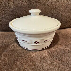 Longaberger Pottery Woven Traditions Red Small Covered Dish With Lid